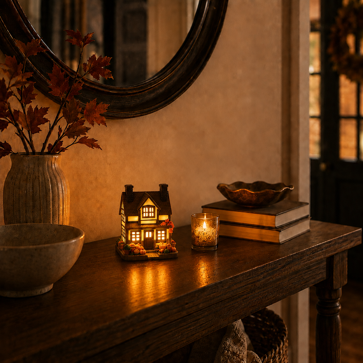 Lighted Autumn Cottage House