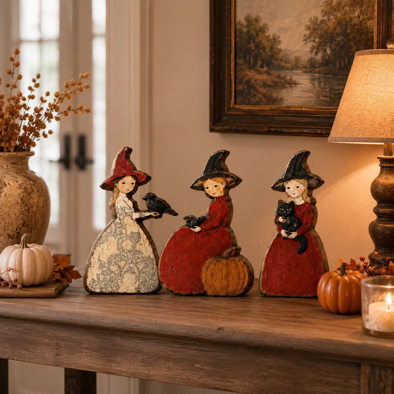 Vintage Witch Trio Wooden Decor