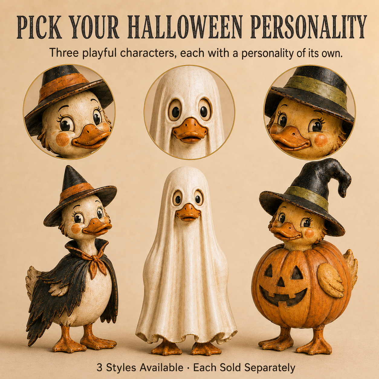 Vintage Halloween Duck Figurines