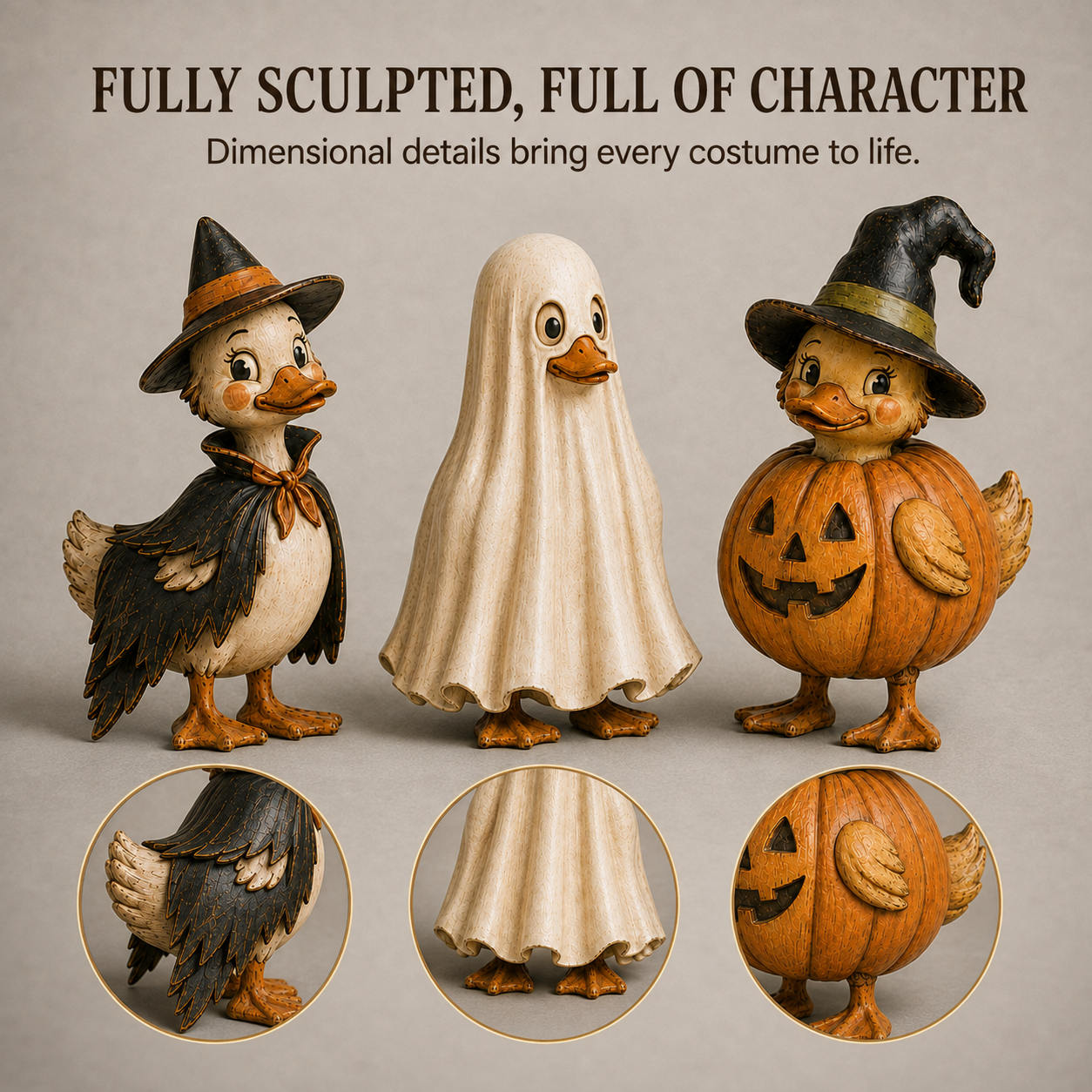 Vintage Halloween Duck Figurines