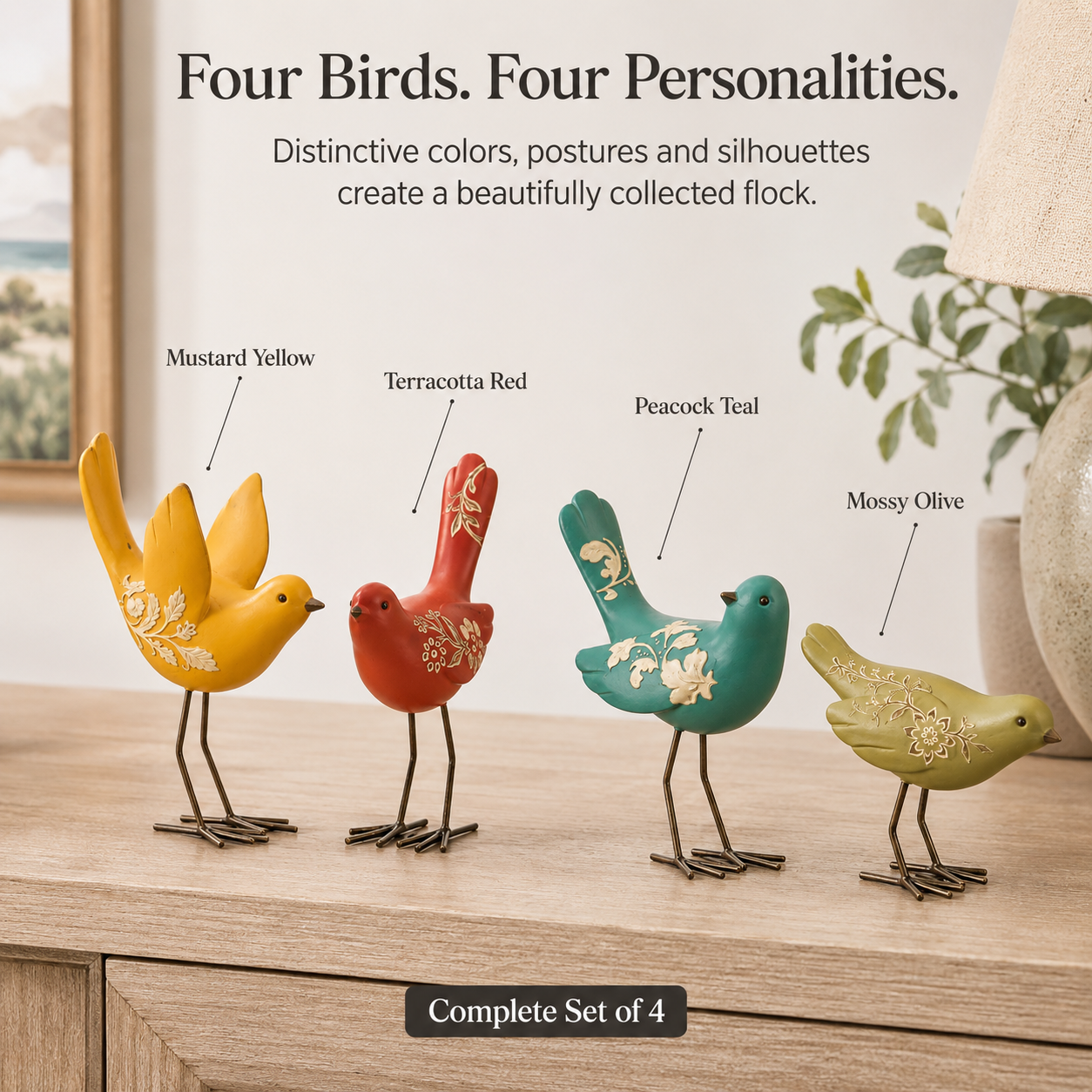Botanical Garden Bird Figurine Set
