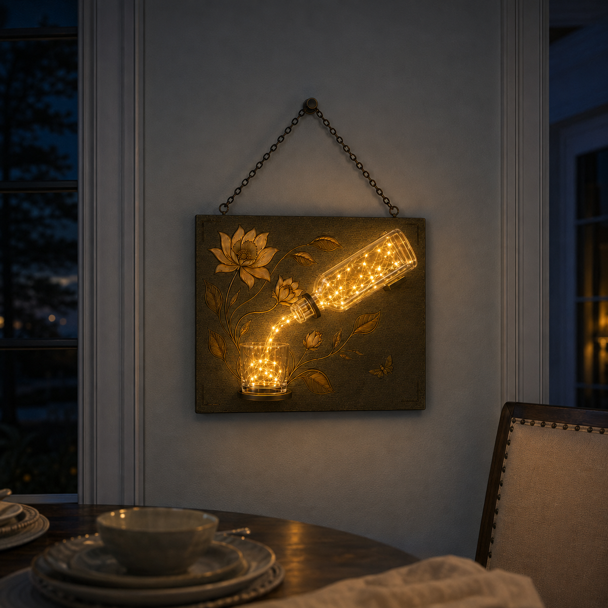 Botanical Pour Lighted Wall Decor