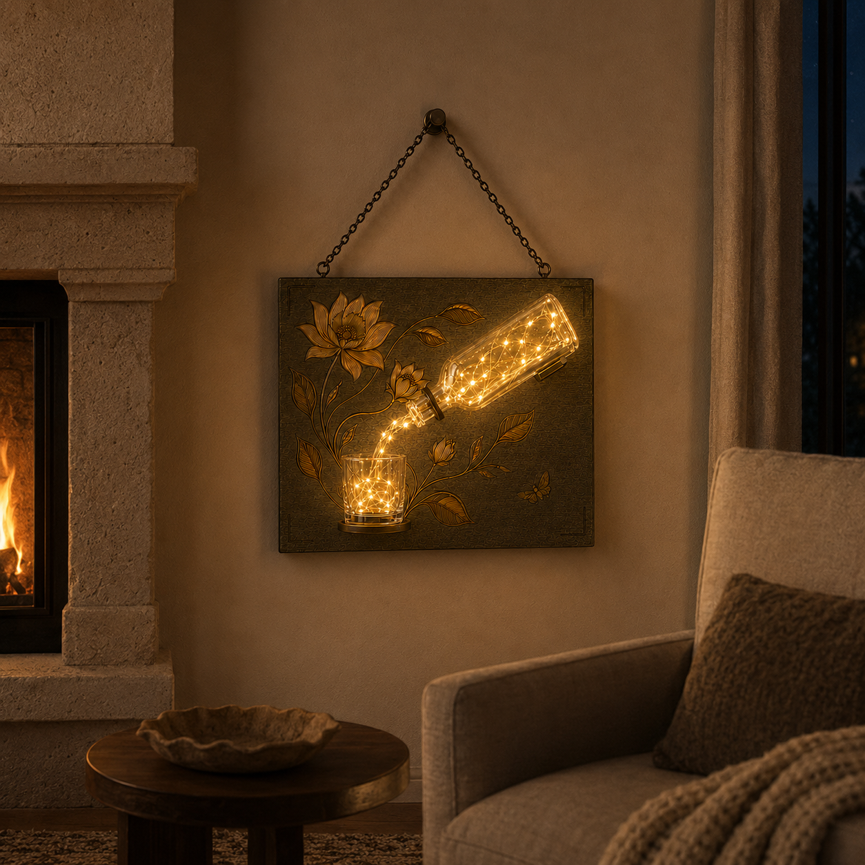 Botanical Pour Lighted Wall Decor