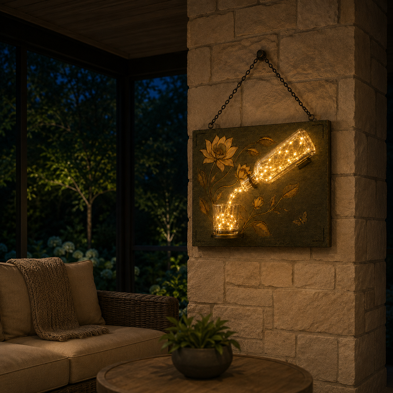 Botanical Pour Lighted Wall Decor