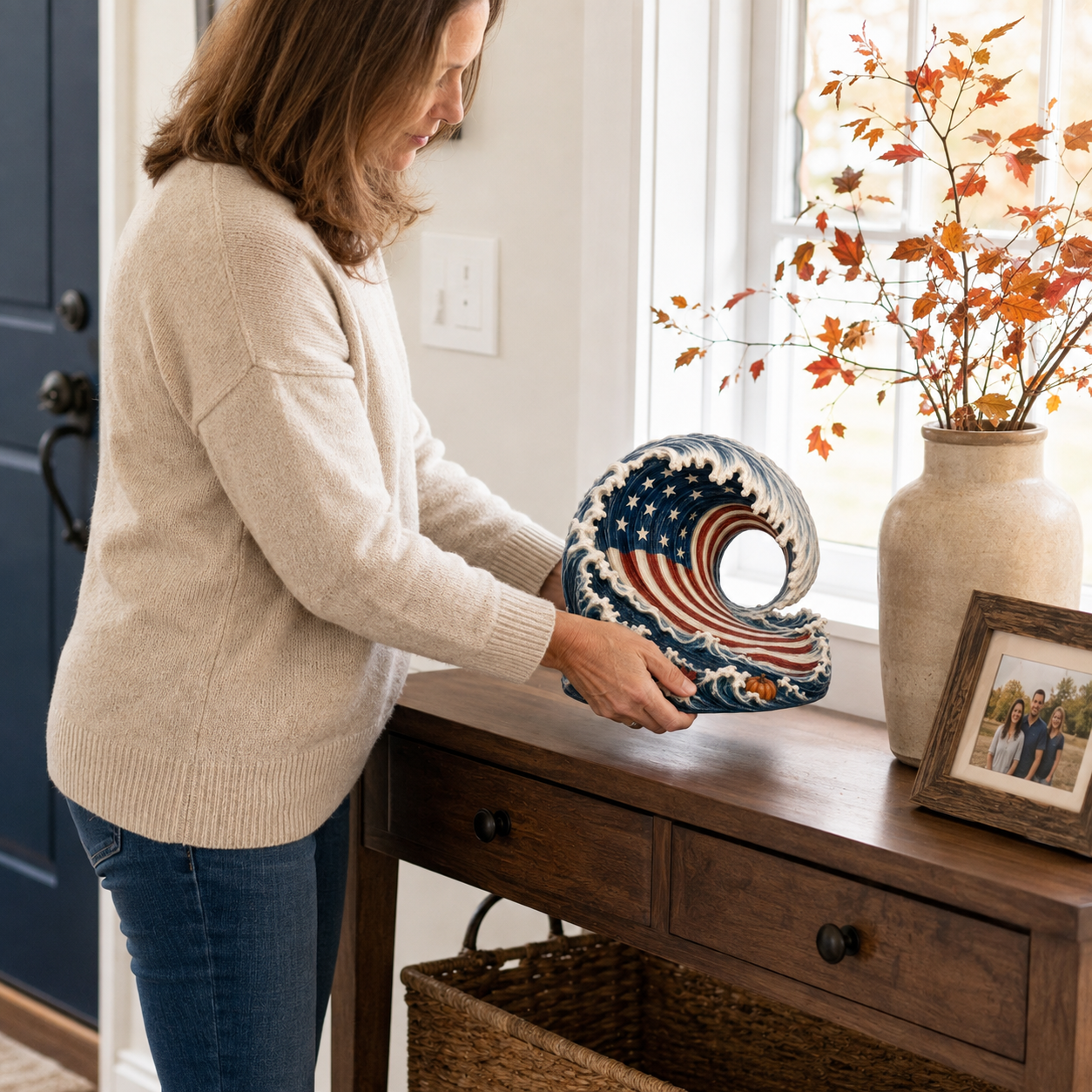 Lighted Patriotic Harvest Wave Decor
