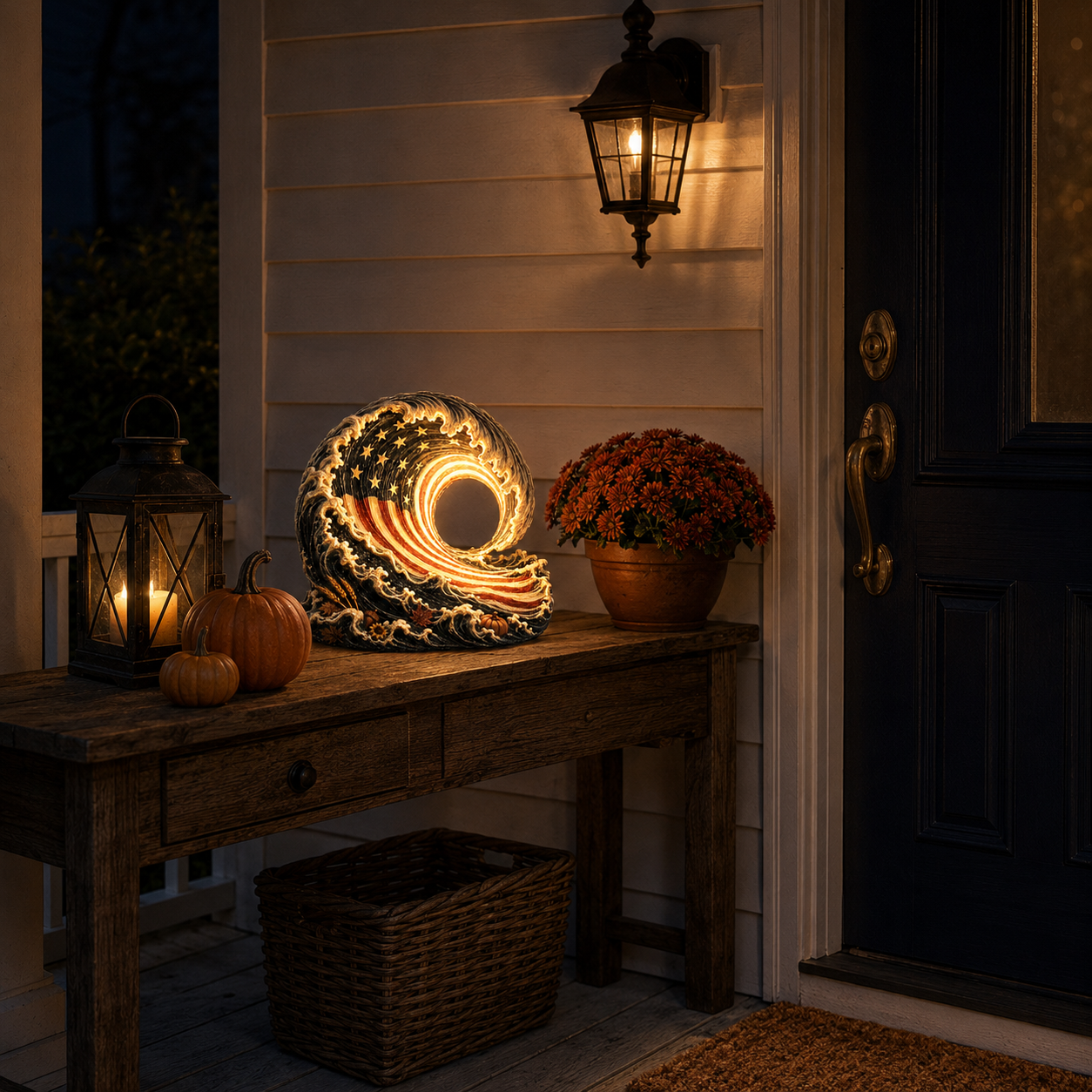 Lighted Patriotic Harvest Wave Decor