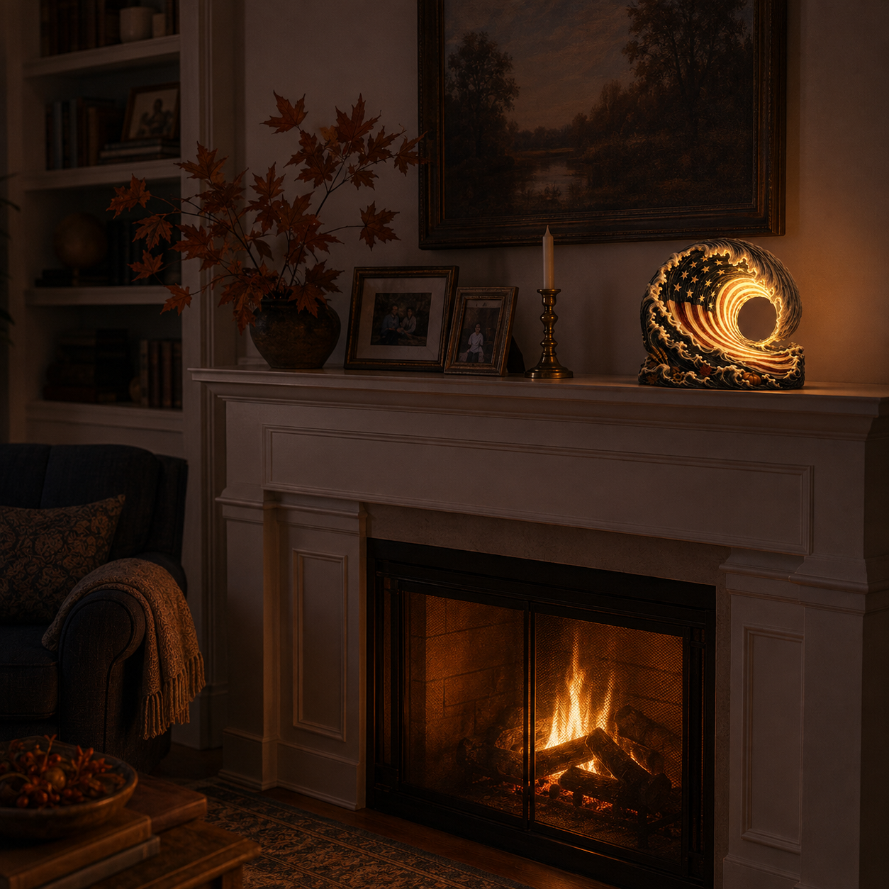 Lighted Patriotic Harvest Wave Decor