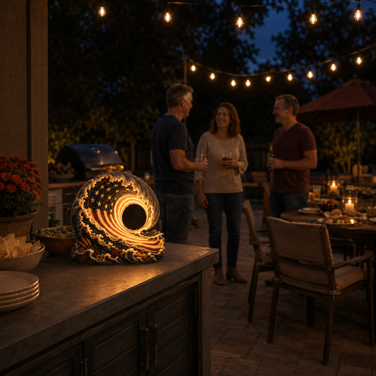 Lighted Patriotic Harvest Wave Decor