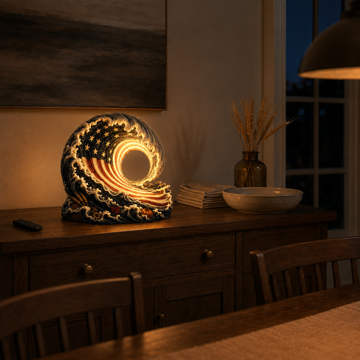 Lighted Patriotic Harvest Wave Decor