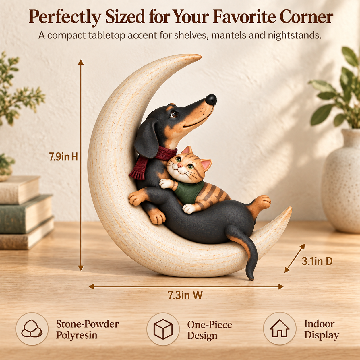 Moonlit Best Friends Cat & Dog Figurine
