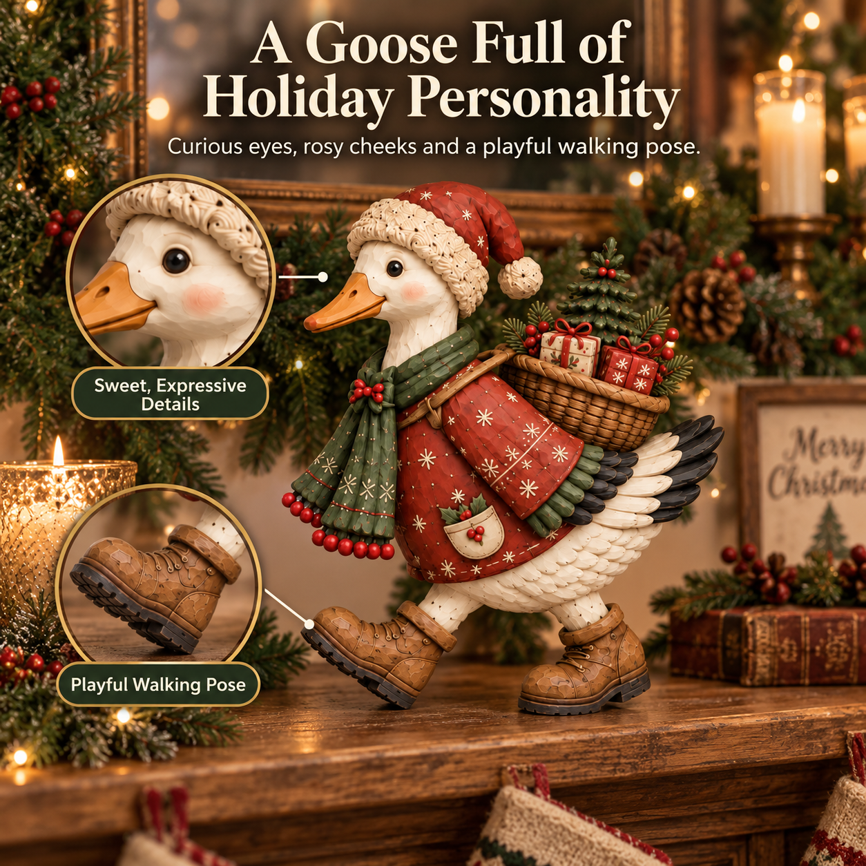 Vintage Christmas Goose Figurine
