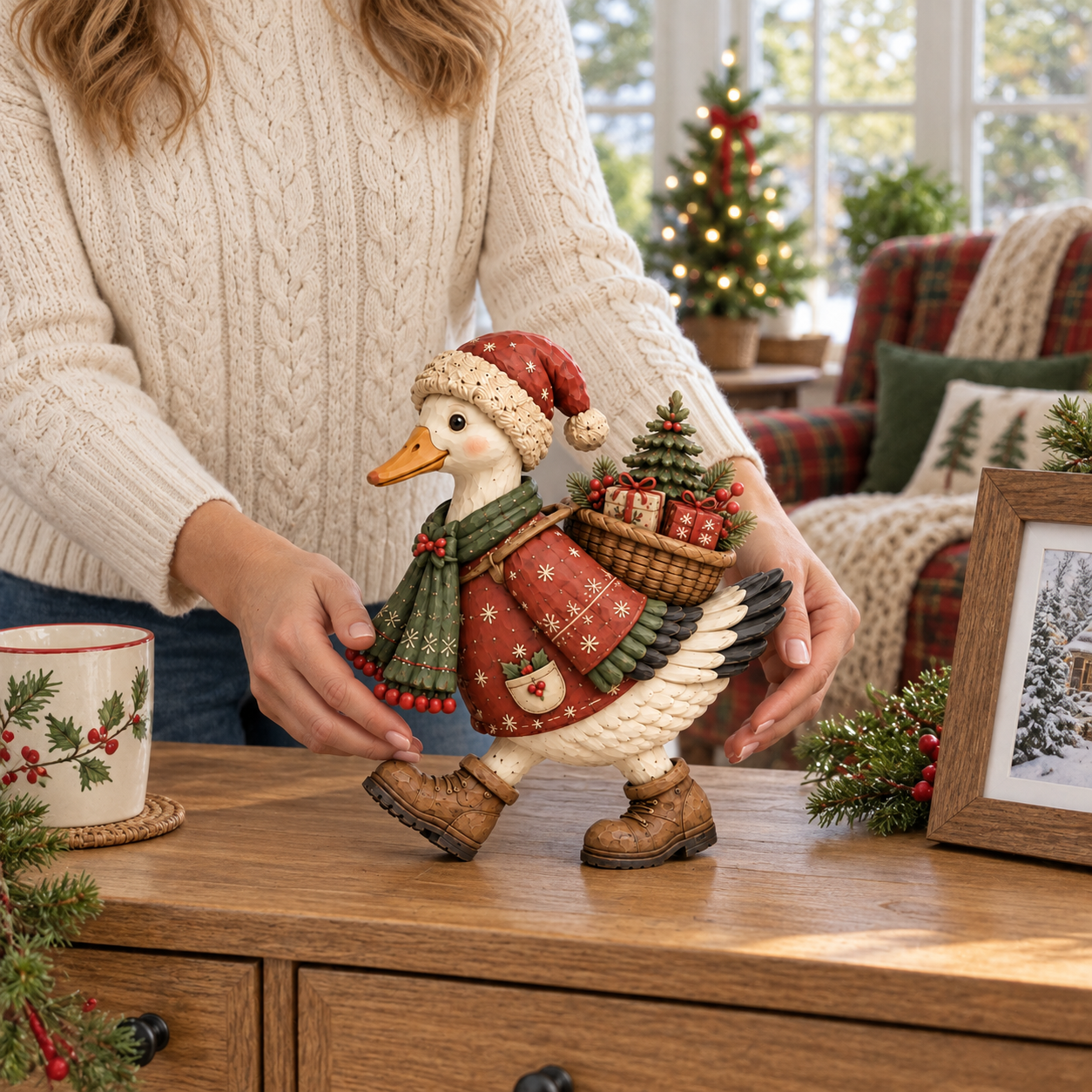 Vintage Christmas Goose Figurine