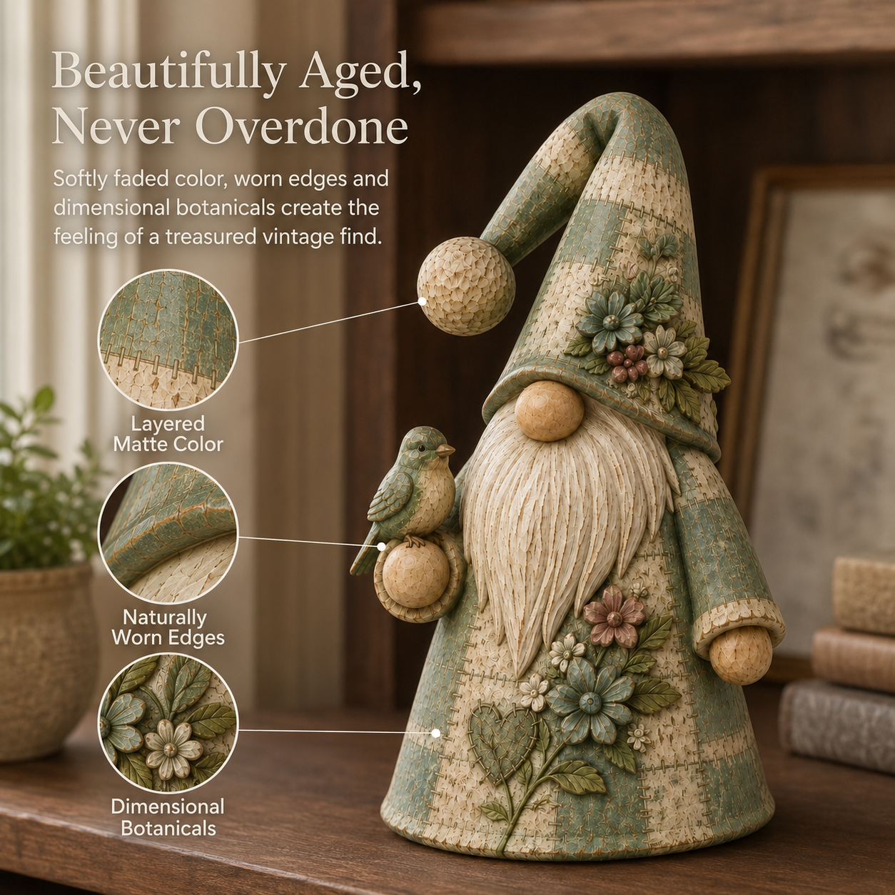 Vintage Woodland Guardian Gnome Figurine