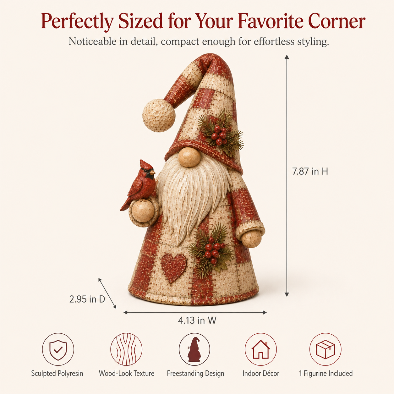 Vintage Woodland Guardian Gnome Figurine