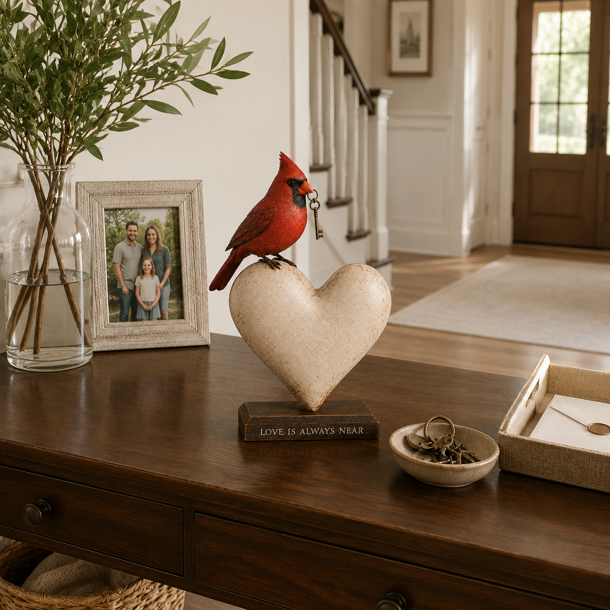 Love Is Always Near Cardinal Heart Figurine