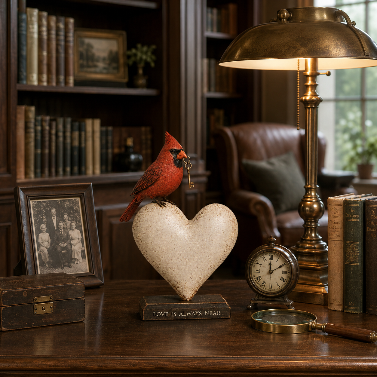 Love Is Always Near Cardinal Heart Figurine