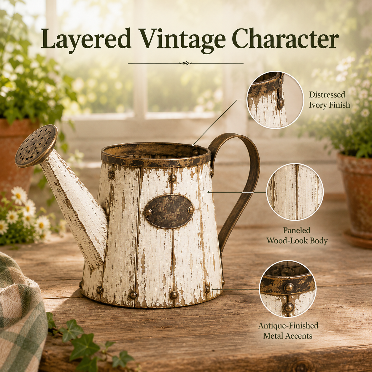 Vintage Garden Watering Can Planter