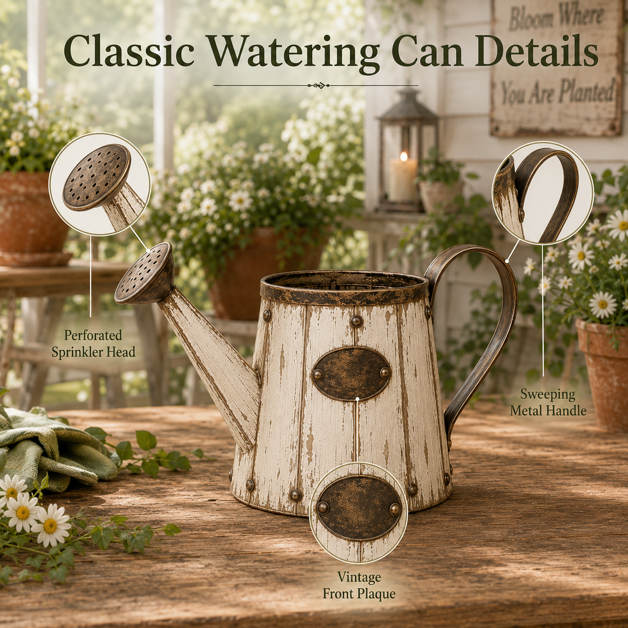 Vintage Garden Watering Can Planter