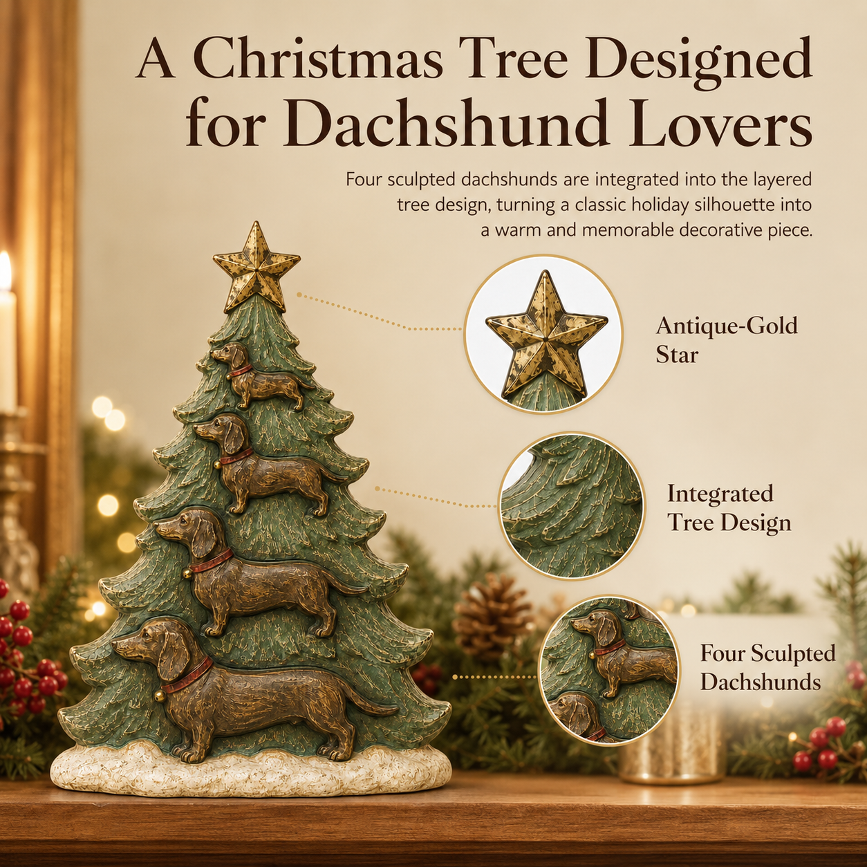 Vintage Dachshund Christmas Tree Figurine