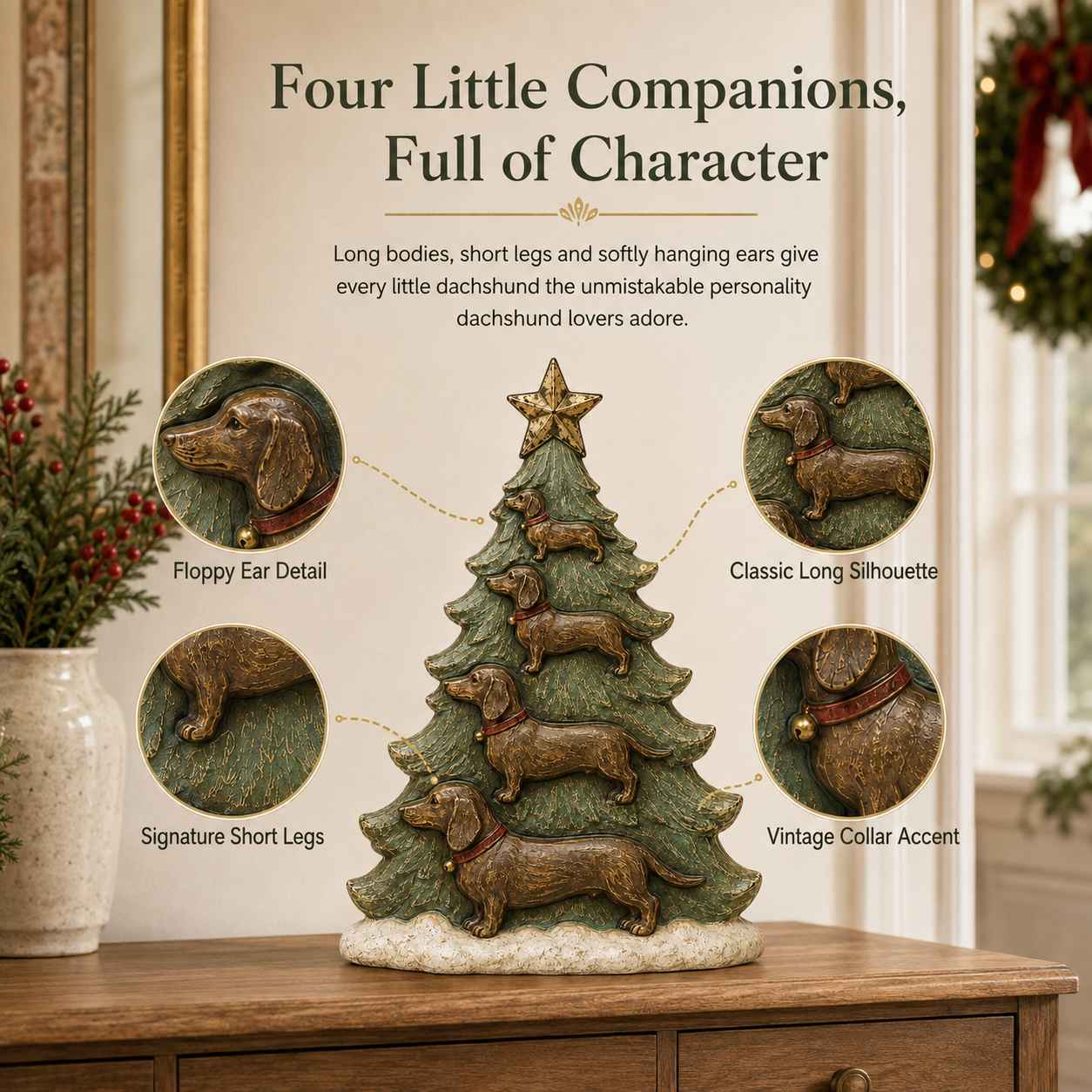 Vintage Dachshund Christmas Tree Figurine