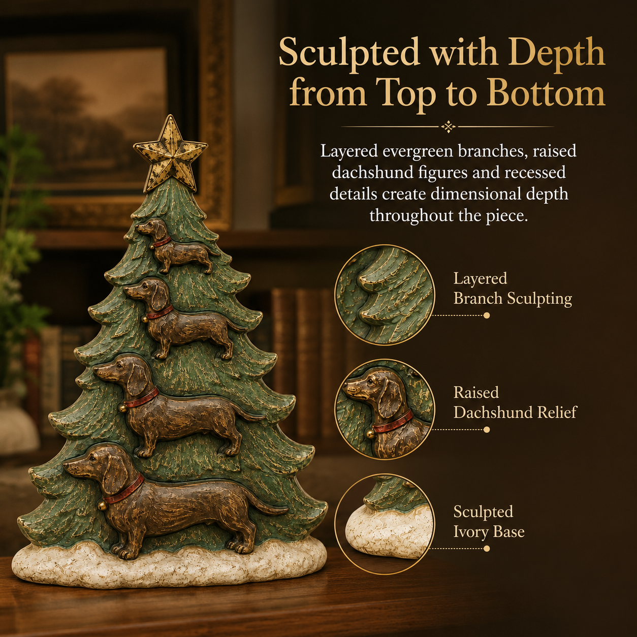 Vintage Dachshund Christmas Tree Figurine