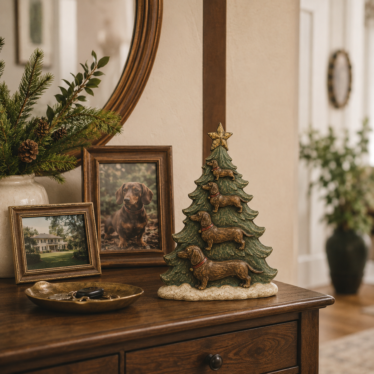 Vintage Dachshund Christmas Tree Figurine