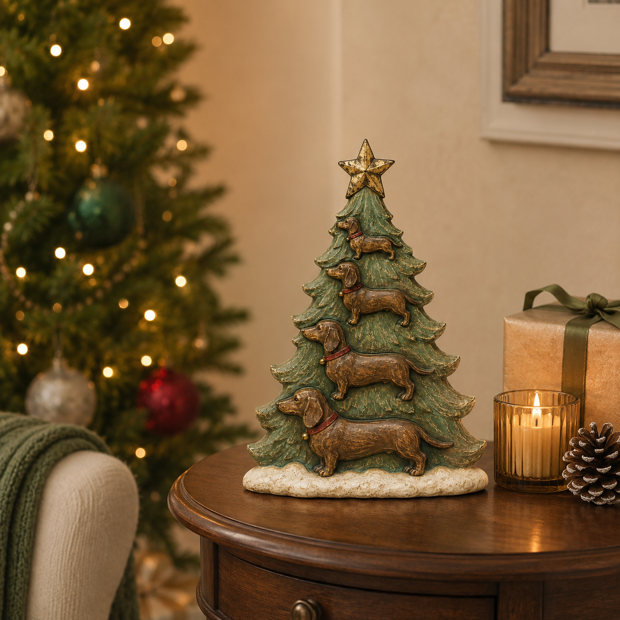 Vintage Dachshund Christmas Tree Figurine