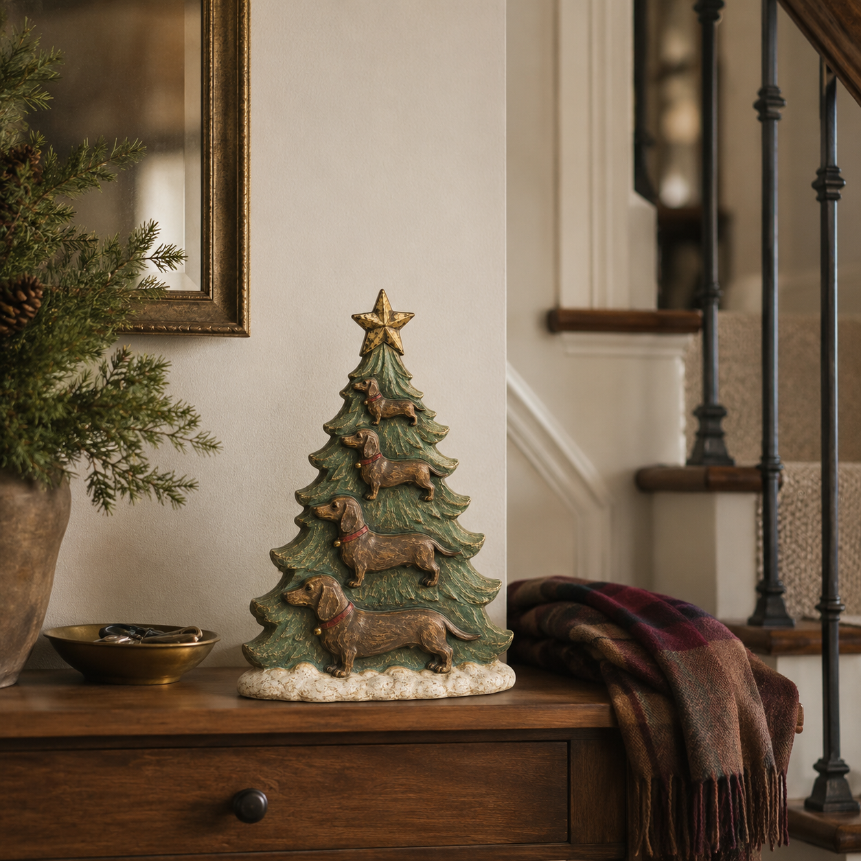 Vintage Dachshund Christmas Tree Figurine