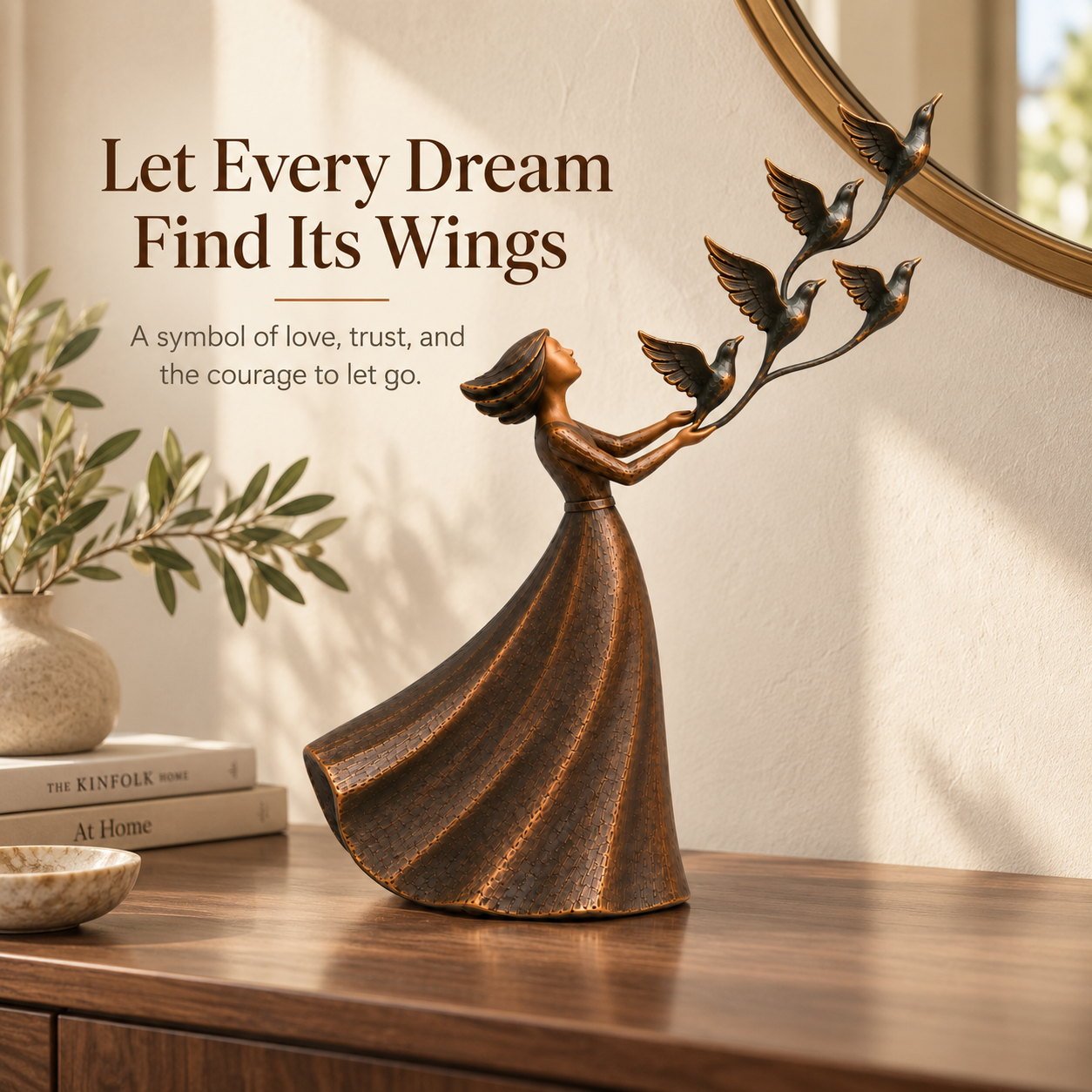 Let Her Fly Woman & Five Birds Sculpture