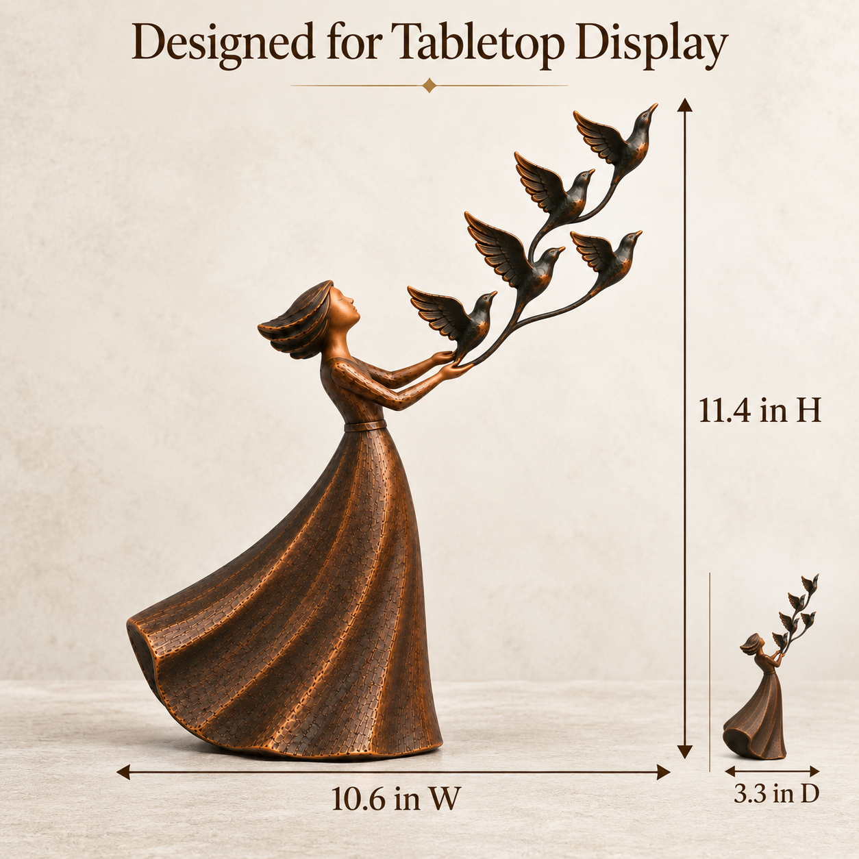 Let Her Fly Woman & Five Birds Sculpture