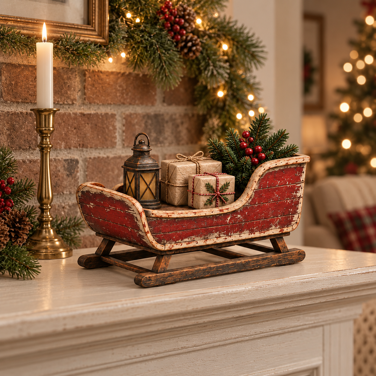 Vintage Christmas Eve Sleigh Figurine
