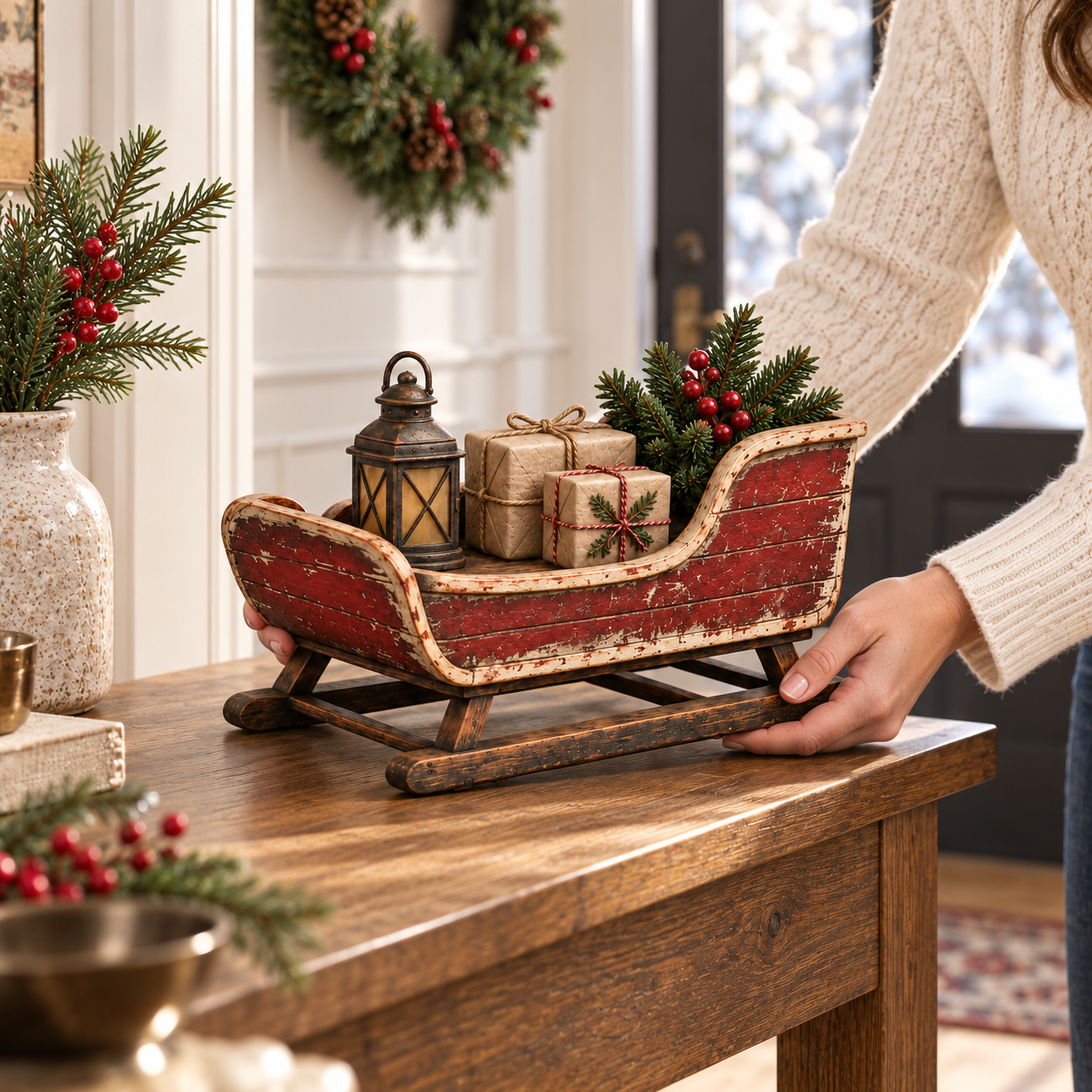 Vintage Christmas Eve Sleigh Figurine