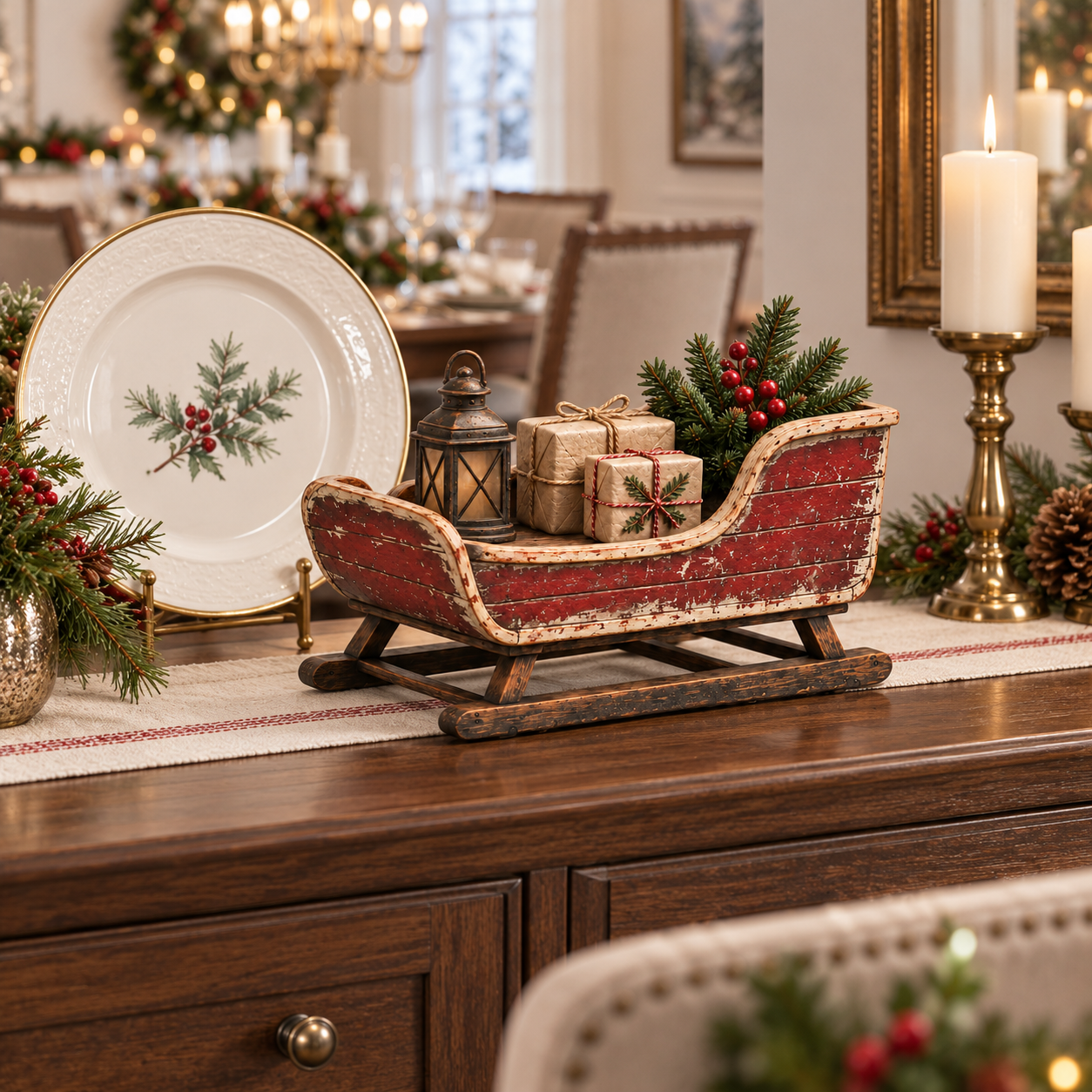 Vintage Christmas Eve Sleigh Figurine