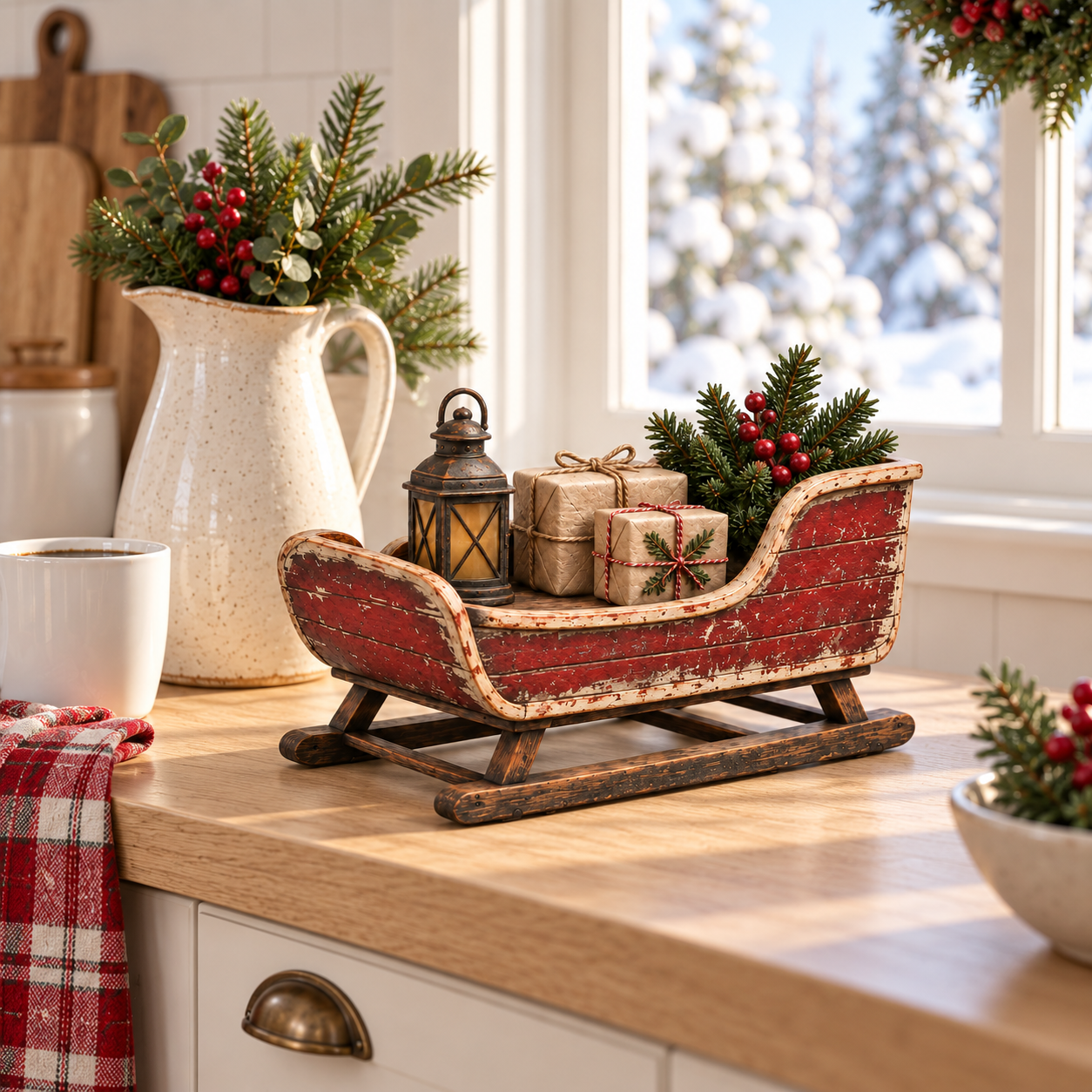 Vintage Christmas Eve Sleigh Figurine