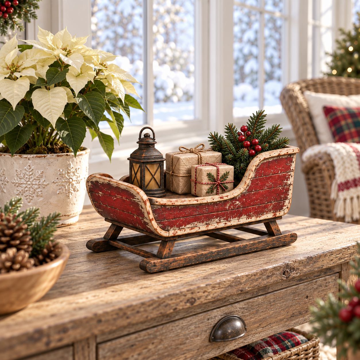 Vintage Christmas Eve Sleigh Figurine