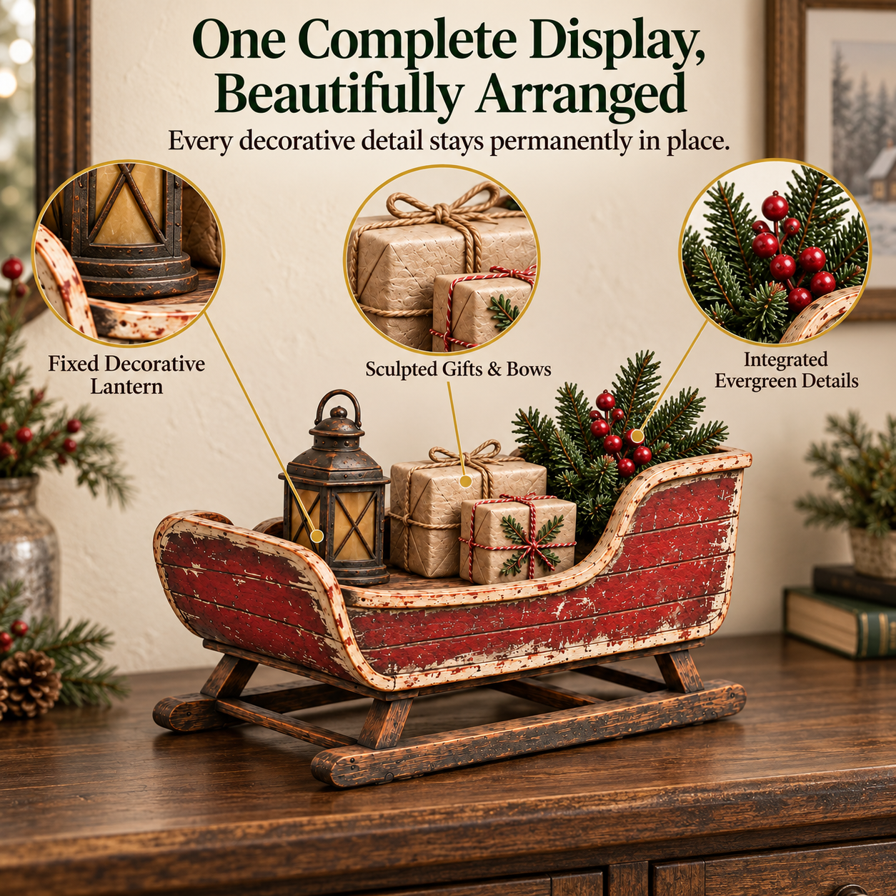 Vintage Christmas Eve Sleigh Figurine