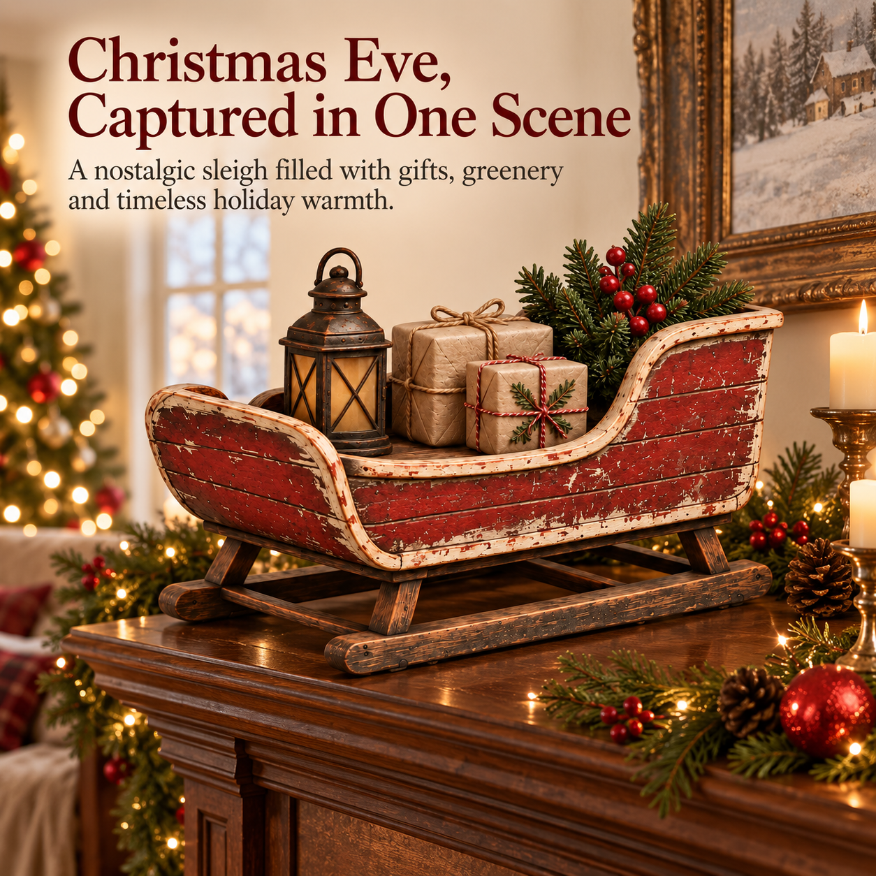 Vintage Christmas Eve Sleigh Figurine