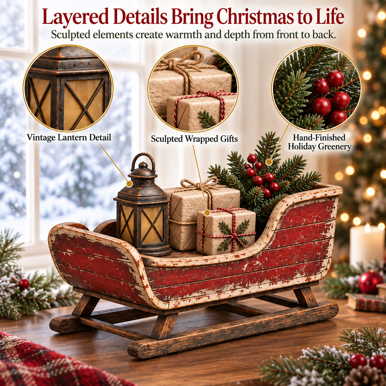Vintage Christmas Eve Sleigh Figurine