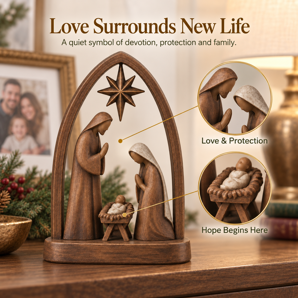 Star of Bethlehem Holy Family Nativity Figurine