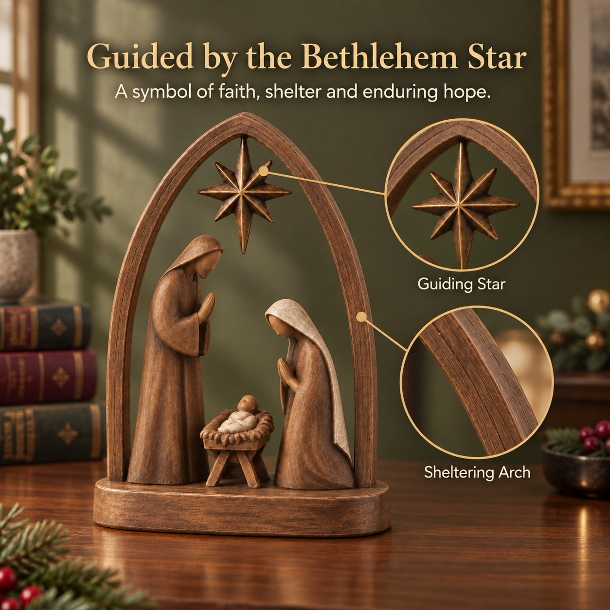 Star of Bethlehem Holy Family Nativity Figurine