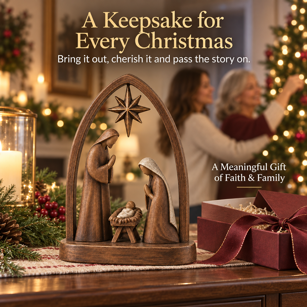 Star of Bethlehem Holy Family Nativity Figurine
