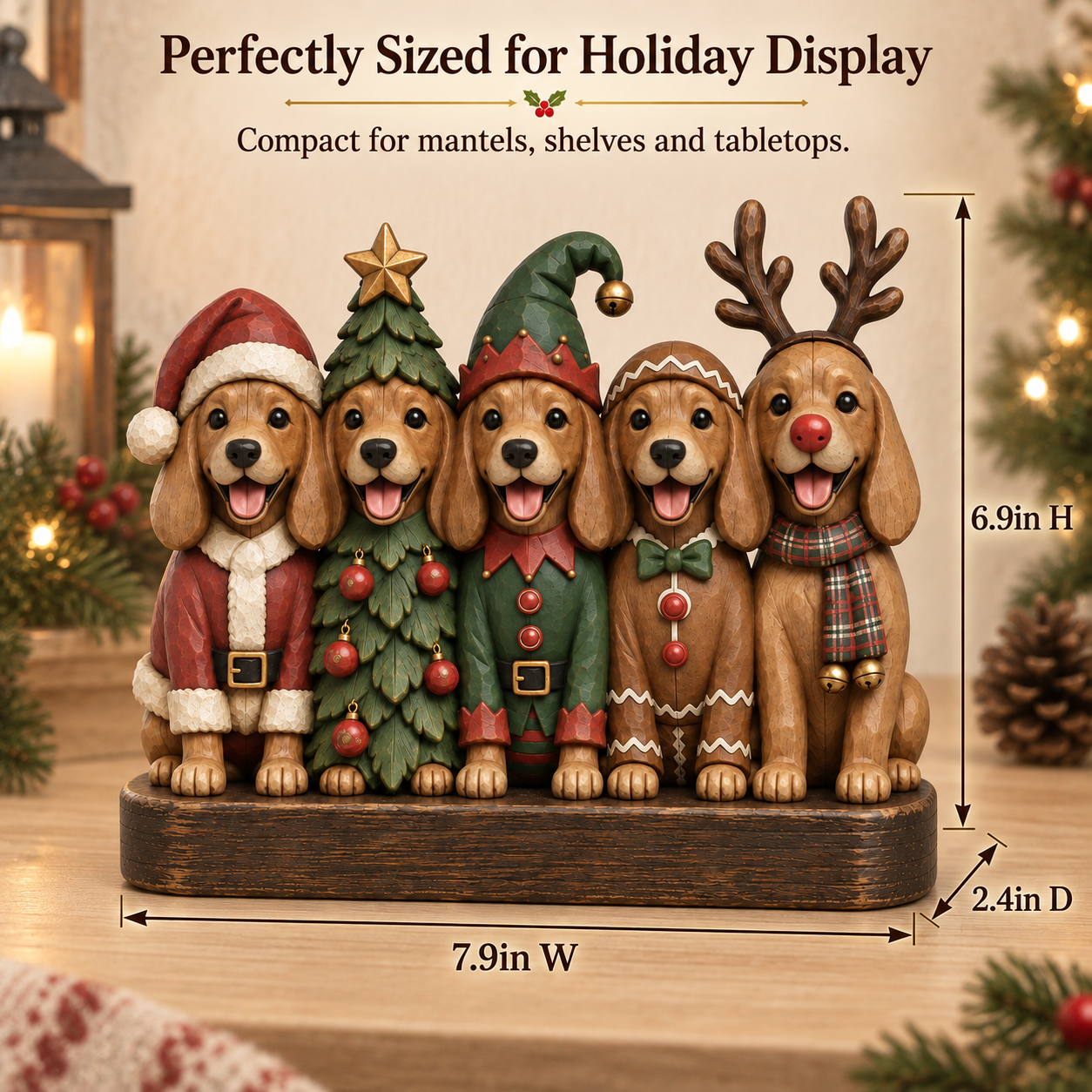 Vintage Christmas Pup Parade Figurine