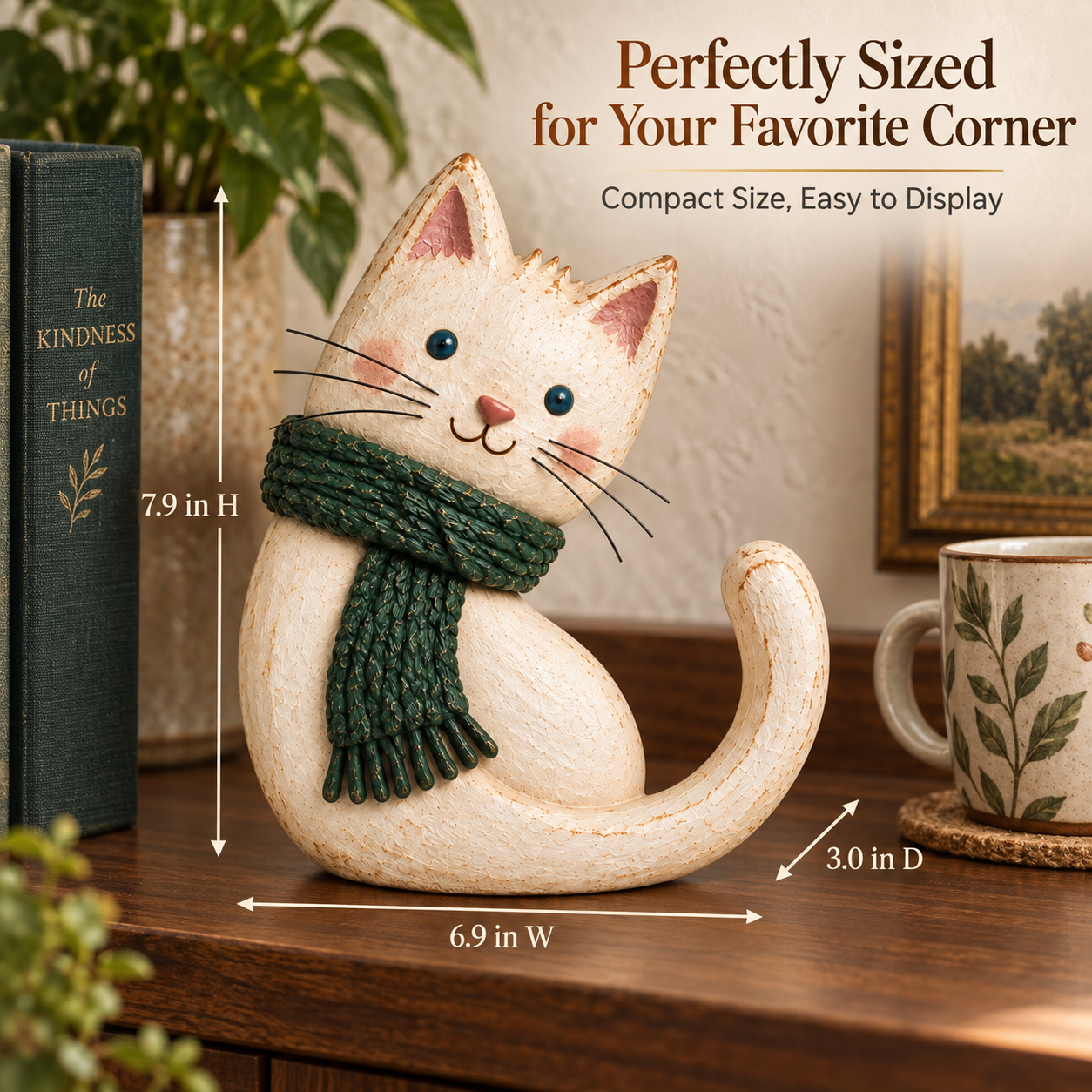 Vintage Scarf Cat Figurine