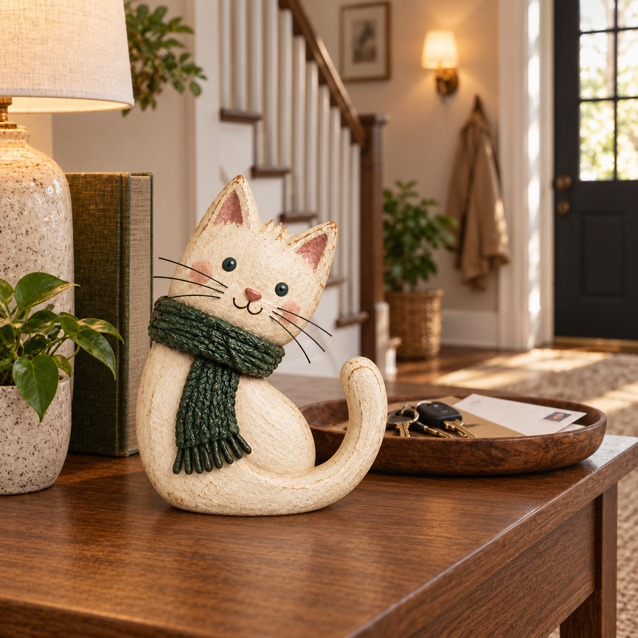 Vintage Scarf Cat Figurine