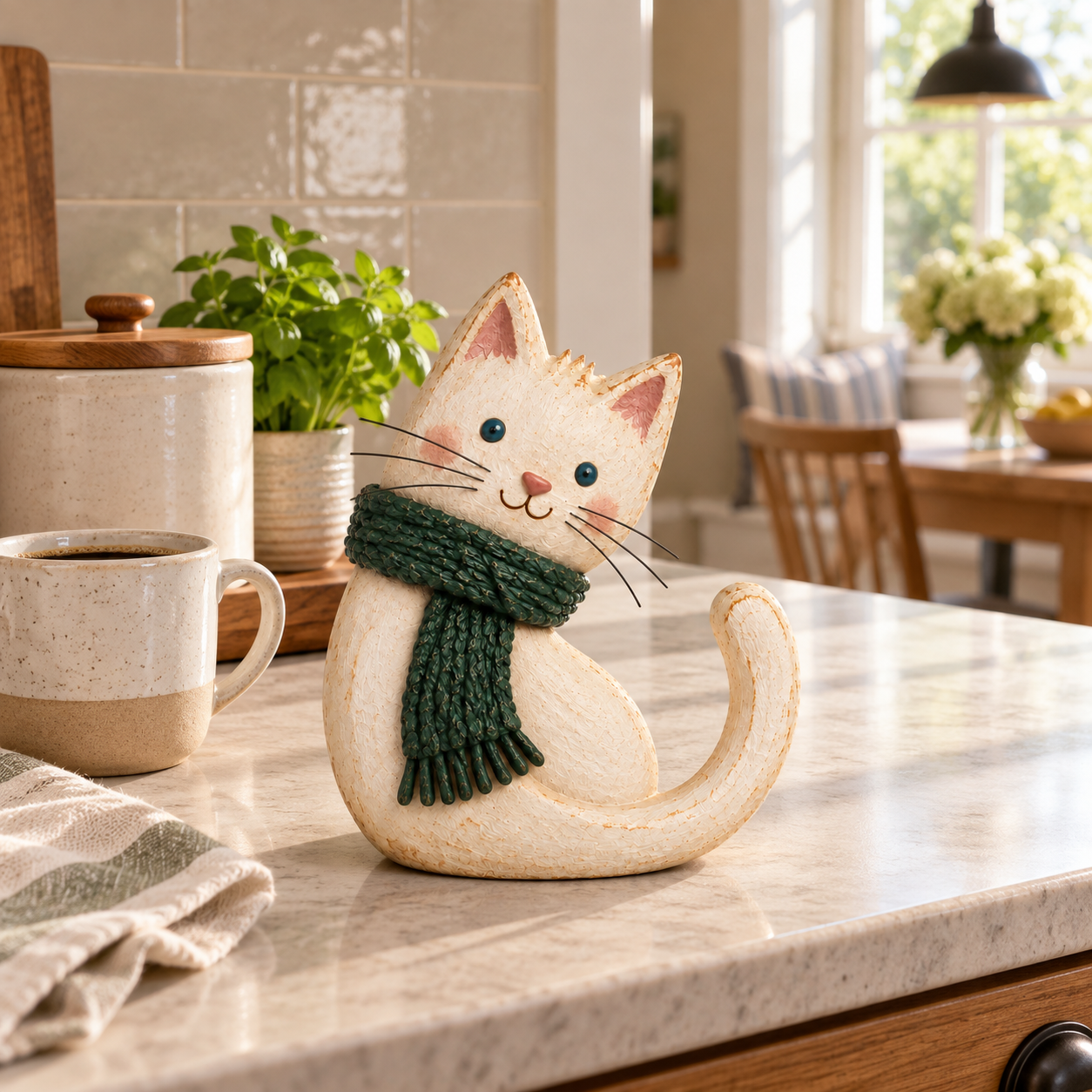 Vintage Scarf Cat Figurine