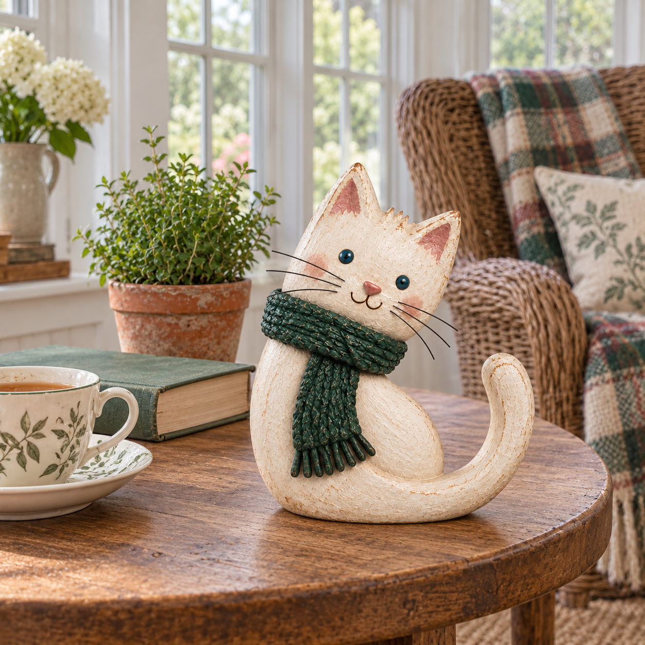 Vintage Scarf Cat Figurine