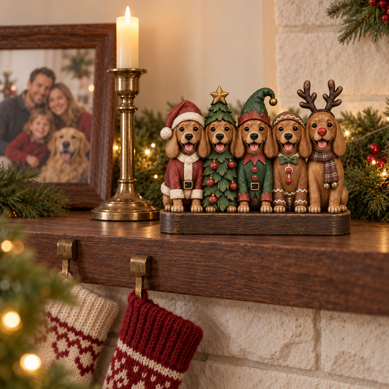 Vintage Christmas Pup Parade Figurine
