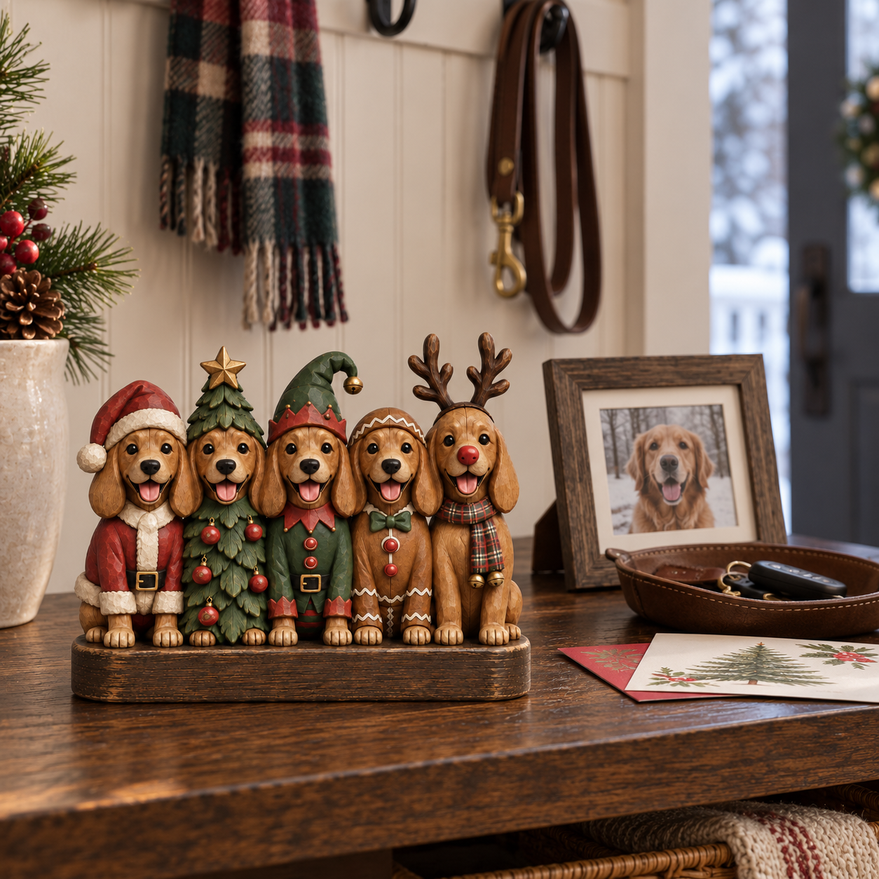 Vintage Christmas Pup Parade Figurine