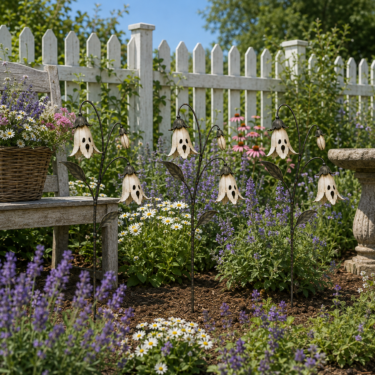 Ghost Bellflower Metal Garden Stake