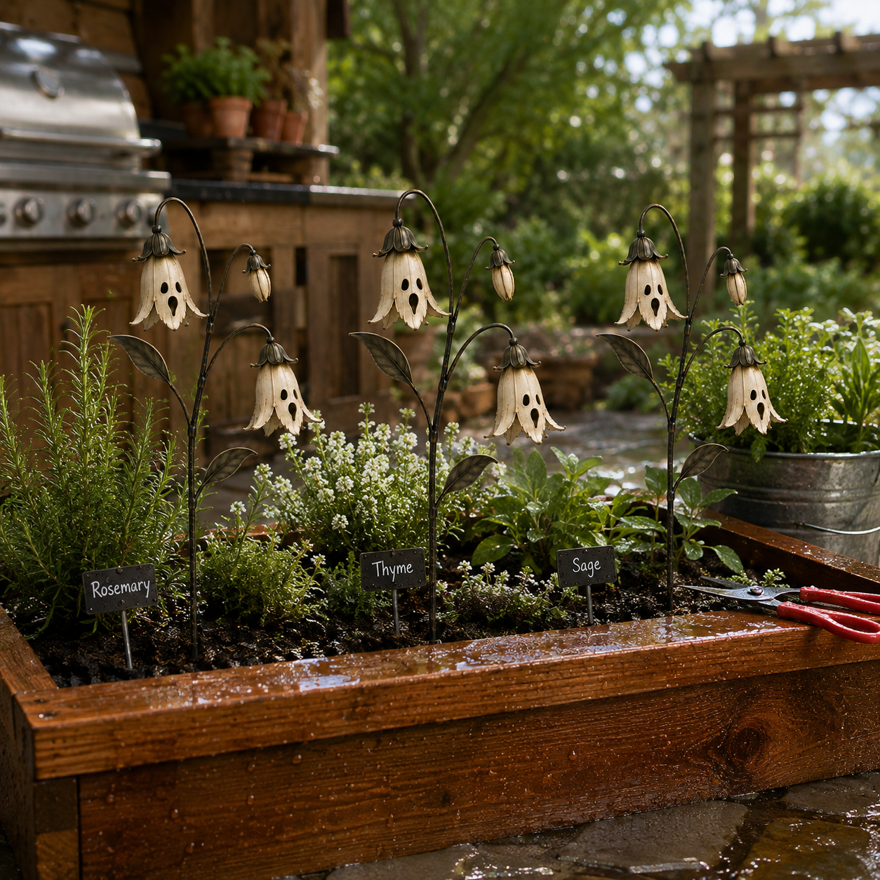 Ghost Bellflower Metal Garden Stake
